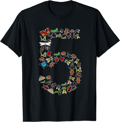 Types Of Insects Bug 5th Birthday Boy Kids Born In 2017 T-Shirt
