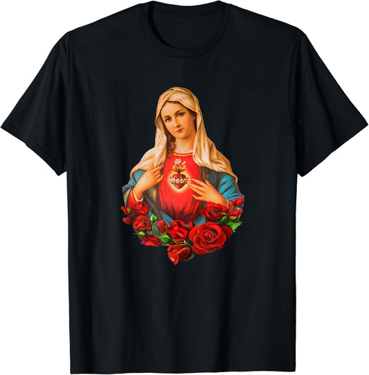 Mary Mother of God Heart of Virgin Mary Classic Catholic Tee T-Shirt