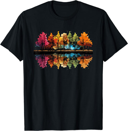 Nature Reflection Forest Trees Outdoor Wildlife T-Shirt
