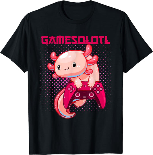 Gamer Axolotl Lover Cute Axolotl Gaming Video Gamer Gifts T-Shirt