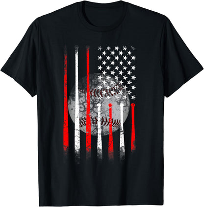 Baseball USA Flag American Flag Vintage T-Shirt