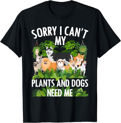 Funny Plants Dogs Design For Men Women Gardener Plant Lover T-Shirt