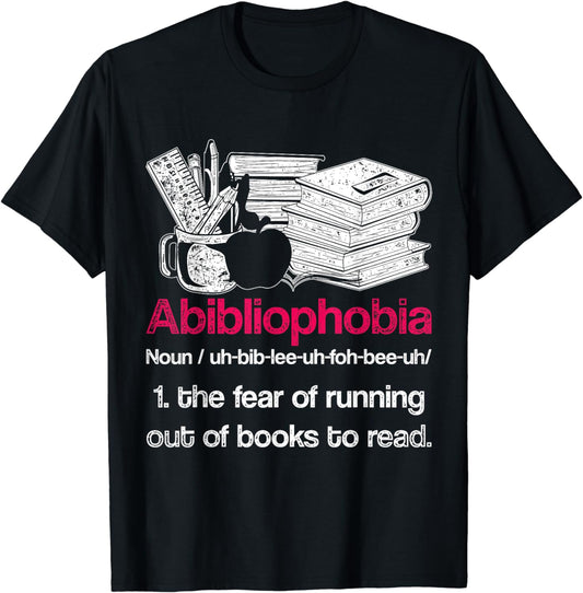 Funny Librarian Nerd Abibliophobia Bookworm Gift Reading T-Shirt