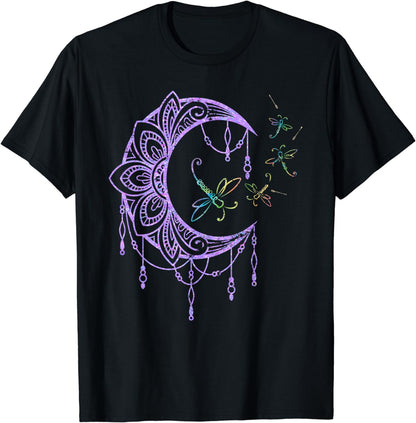 Hippie Nature Forest Insect Moon Gift Wildlife Dragonfly T-Shirt