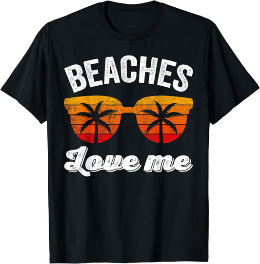 Retro Vintage Beaches Love Me Shirt Funny Beach Vacation T-Shirt