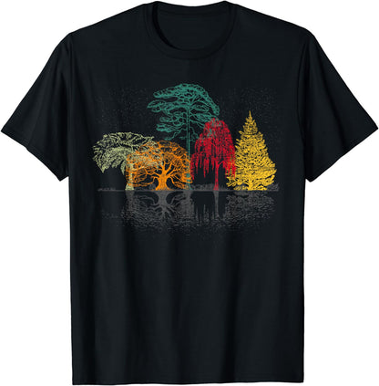 Colorful Trees Wildlife Nature Outdoor Reflection Forest T-Shirt