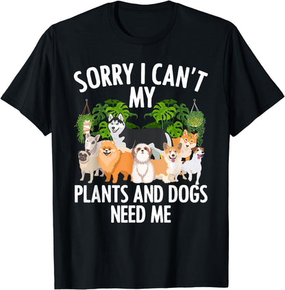Funny Plants Dogs Design For Men Women Gardener Plant Lover T-Shirt