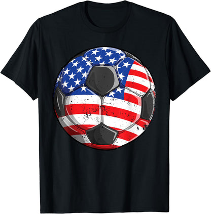 Soccer American Flag 4th of July T shirt Kids Boys Girls