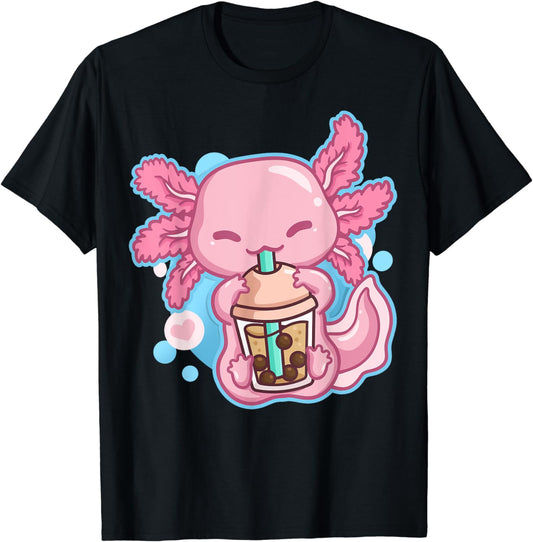 Boba Tea Bubble Tea Milk Tea Anime Axolotl T-Shirt