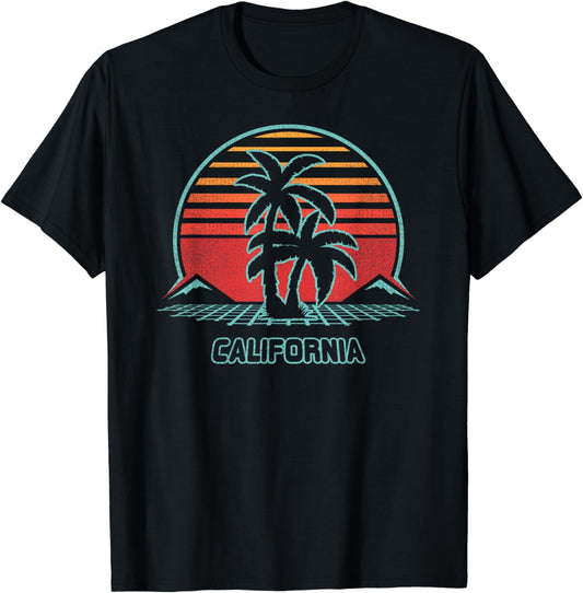 California Retro Palm Tree Beach 80s Style T-Shirt