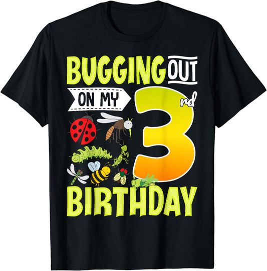 3rd Birthday Shirt Girl Insects Bugs ladybug Bee 3 Year Old T-Shirt