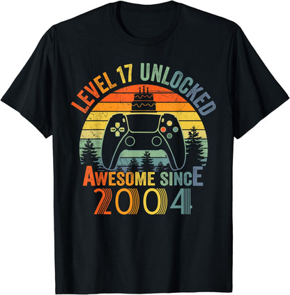 Level 17 Unlocked Video Gamer 17 Years Old 17 Birthday Gifts T-Shirt