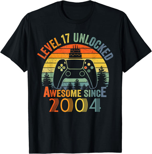 Level 17 Unlocked Video Gamer 17 Years Old 17 Birthday Gifts T-Shirt