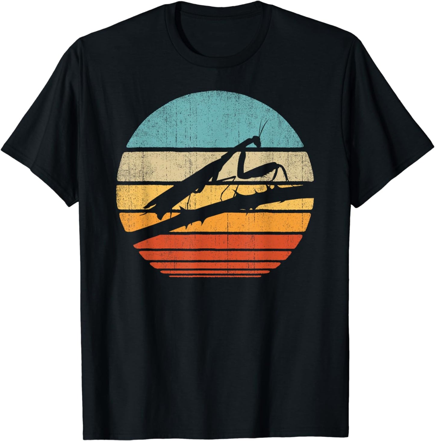 Praying Mantis Retro Vintage 60s 70s Sunset Bug Insect Men T-Shirt