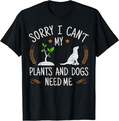 Plants And Dog Lover Gardener Funny Gardening T-Shirt