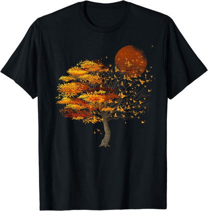 Full Moon Flock Of Birds Tree Outdoor Wildlife Nature Forest T-Shirt