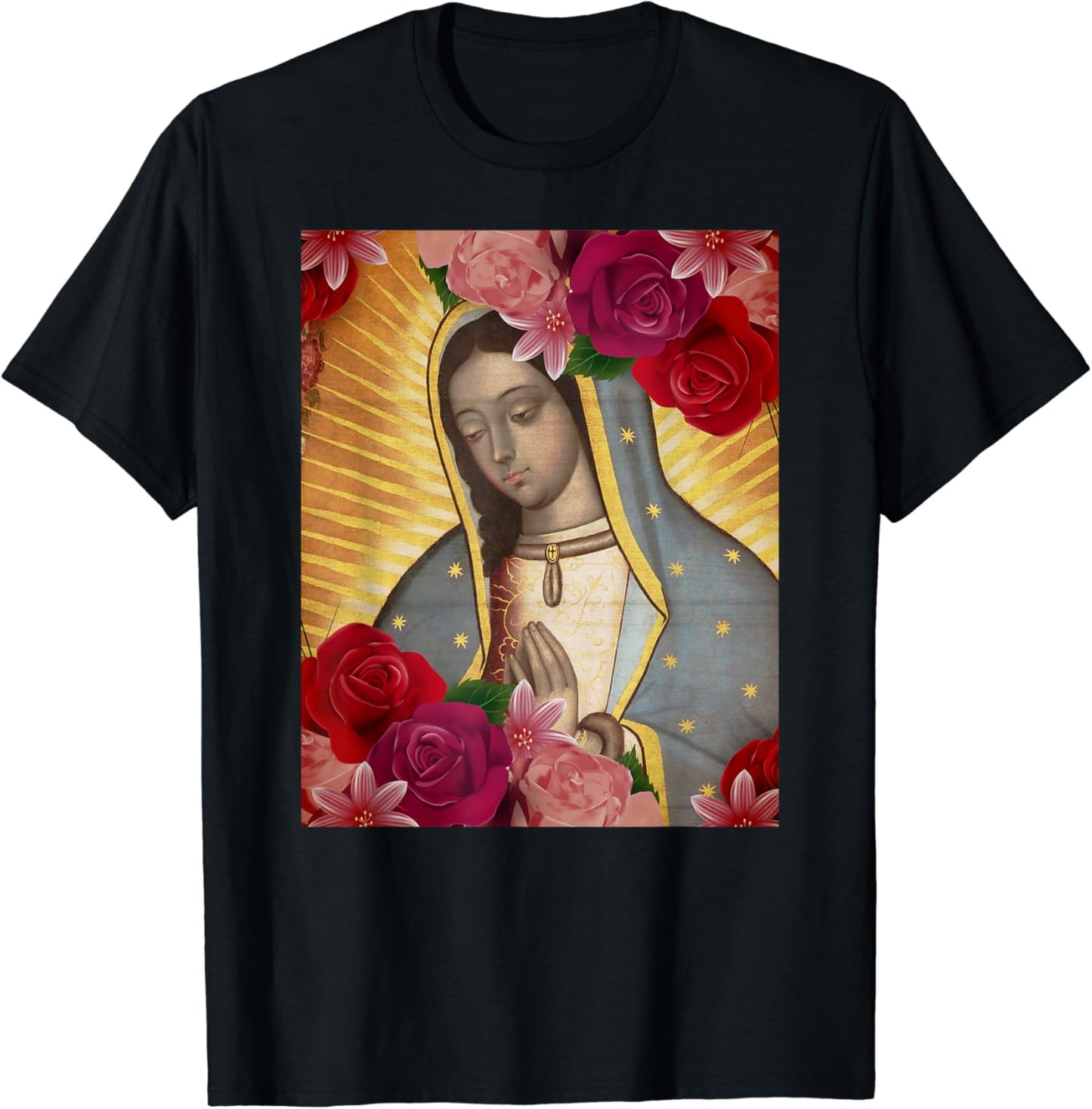 Our Lady of Guadalupe Rose Blessed Mother Mary Catholic Gift T-Shirt