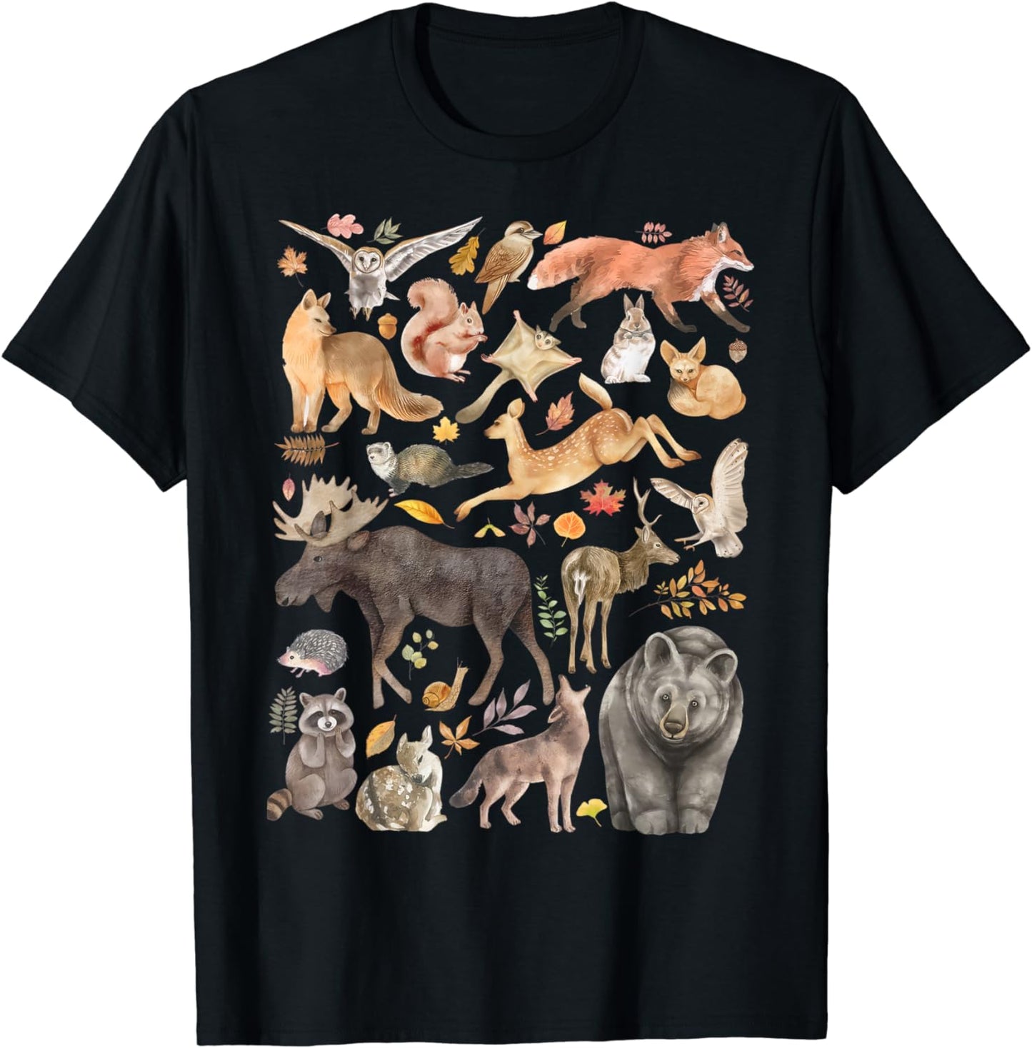 Types Of Forest Animals Nature Wildlife Woodland T-Shirt