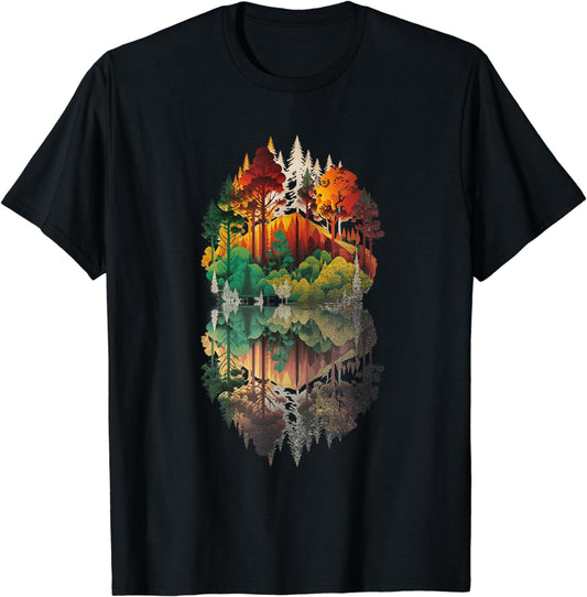 Animal Nature Forest Tree Reflection Forest Vintage T-Shirt