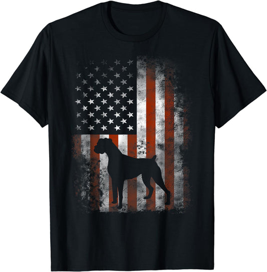 Boxer American Flag Shirt USA 4th Of July Dog T-shirt Gifts T-Shirt