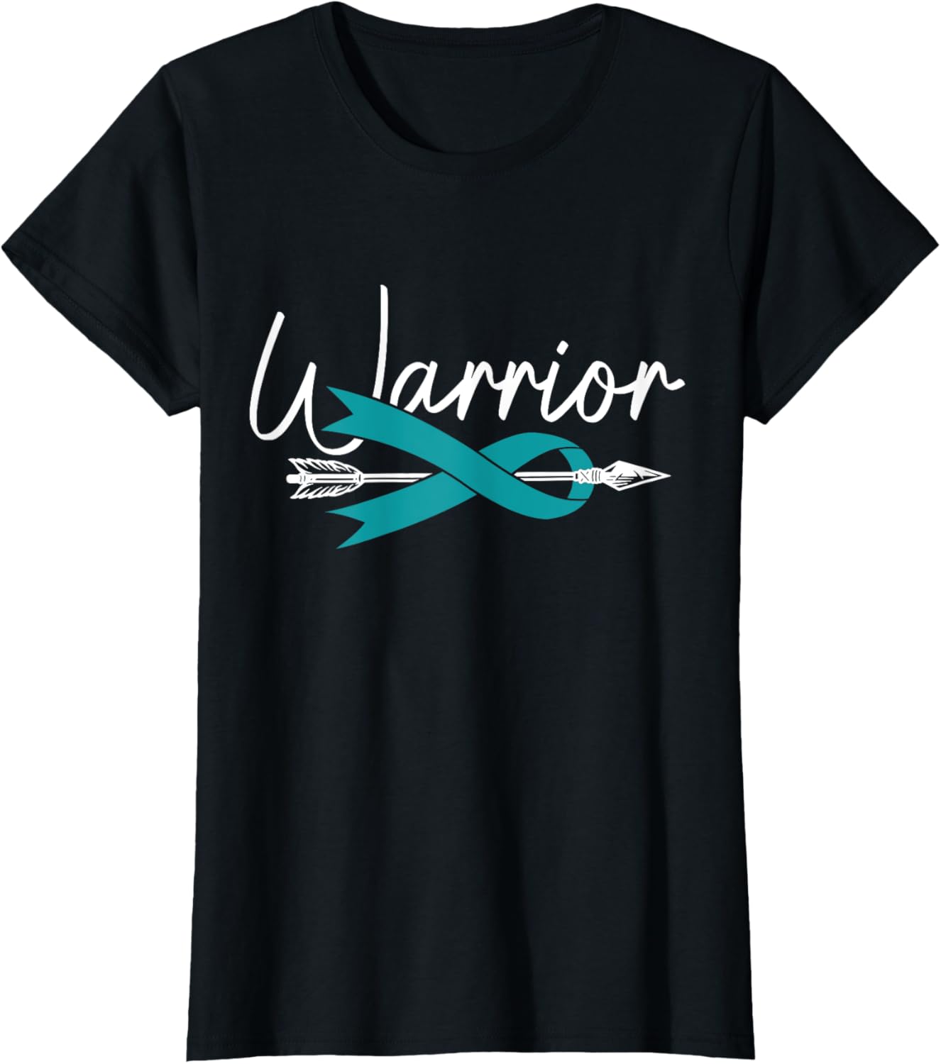 Ovarian Cancer Awareness Month Woman Teal Ribbon Warrior T-Shirt