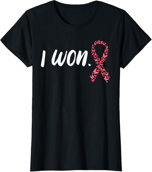 I Won Breast Cancer Awareness Support Pink Ribbon Survivor T-Shirt