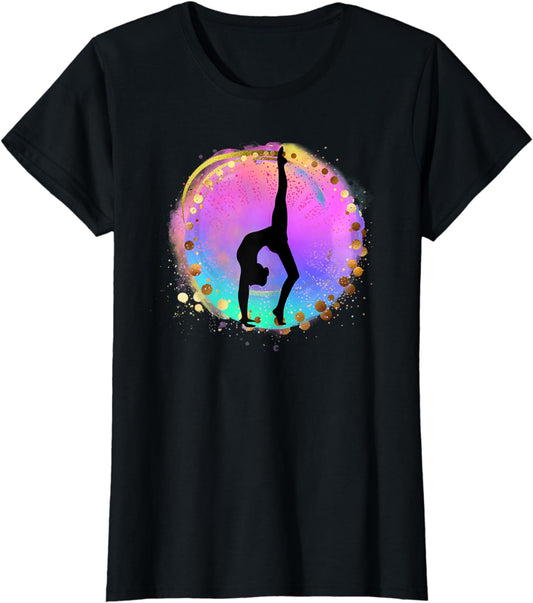 Rainbow Gymnastics Girl Women Gymnasts Handstand Athlete T-Shirt