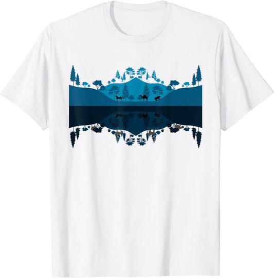Wildlife Animals Outdoor Forest Trees Reflection Nature T-Shirt