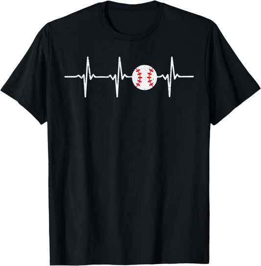 Heartbeat Baseball Catcher Player Coach Fans Men Women Kids T-Shirt