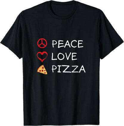 Peace Love Pizza Hippie Italian Foodie Funny Humor T-Shirt