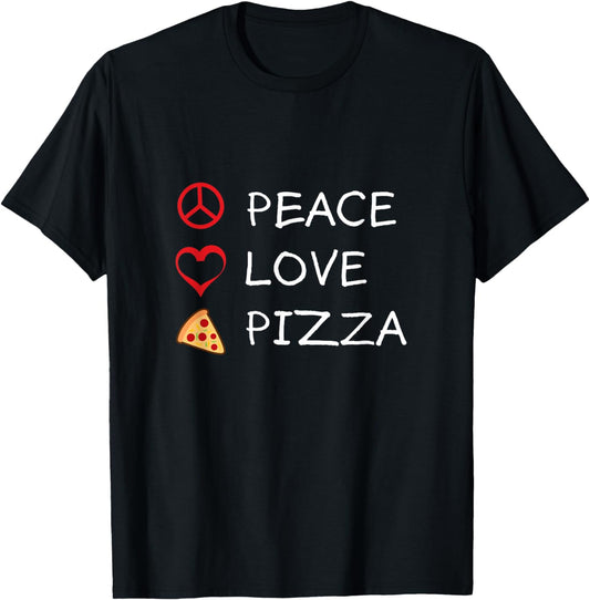 Peace Love Pizza Hippie Italian Foodie Funny Humor T-Shirt