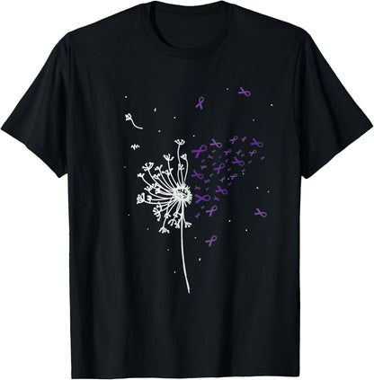 Dandelion Purple Ribbon Lupus Inspirational Awareness Gifts T-Shirt