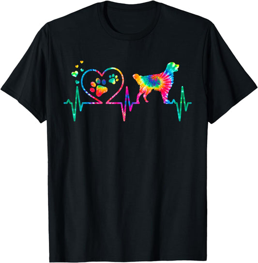 Golden Retriever Mom Dad Heartbeat Tie Dye Dog Gift T-Shirt