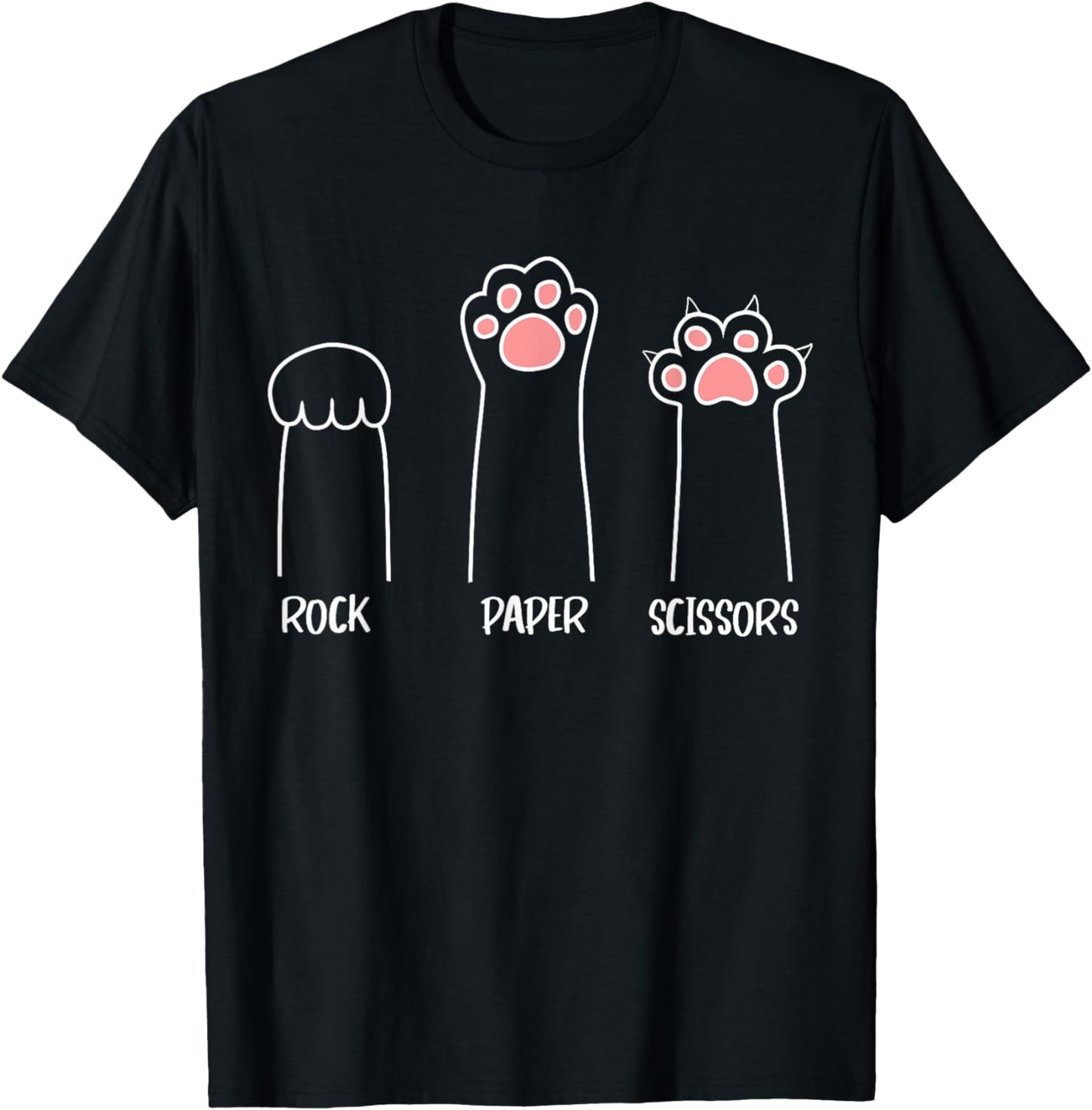 Rock Paper Scissors Hand Game Cute Paw Funny Cat T-Shirt