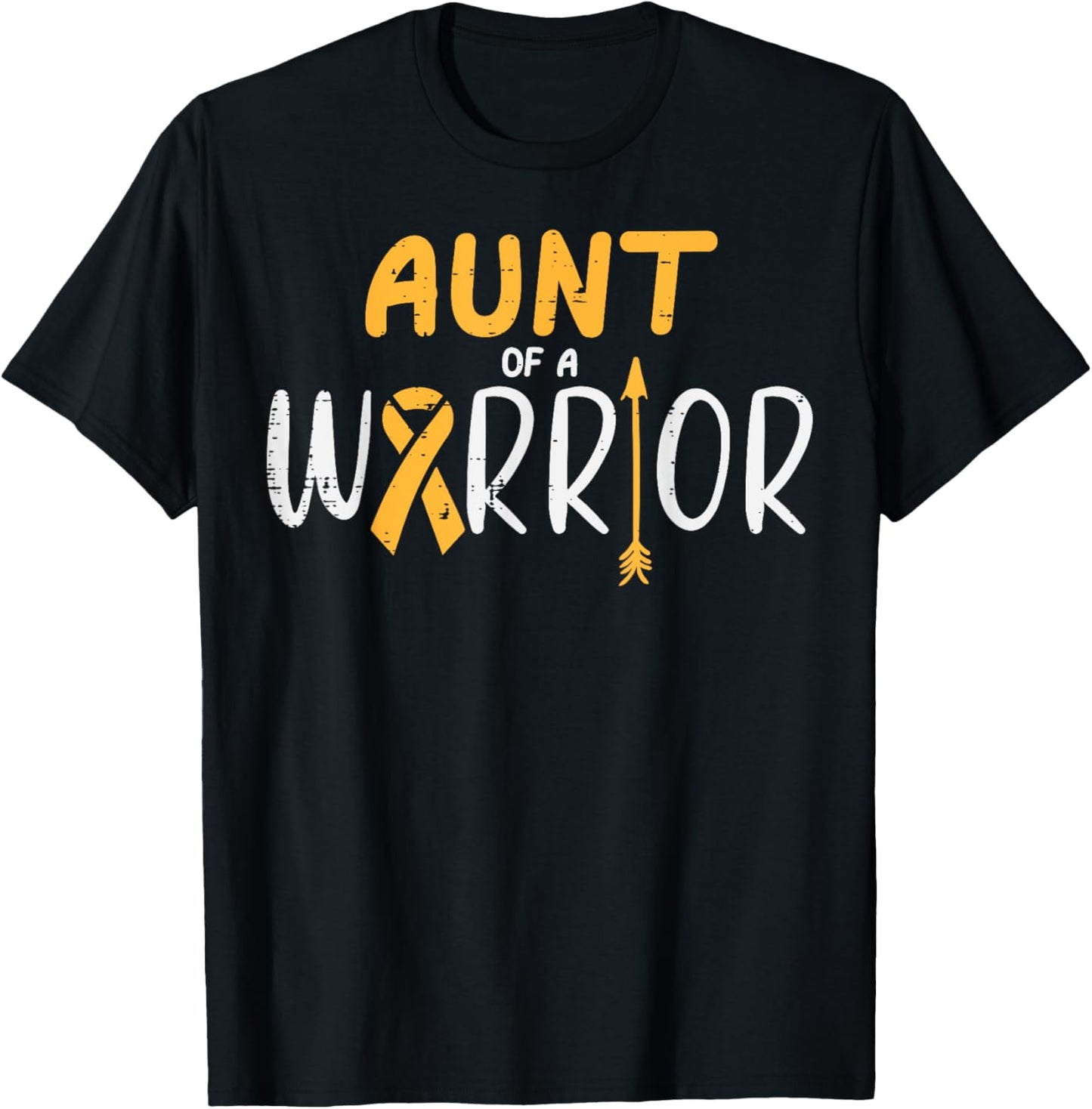 Aunt Of A Warrior Childhood Cancer Ribbon Awareness Family T-Shirt