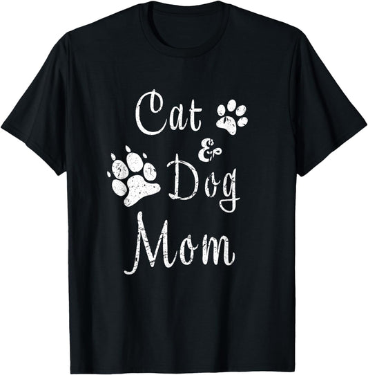 Cat and Dog Mom Kitten and Puppy Mama Kitty and Pup Mother T-Shirt