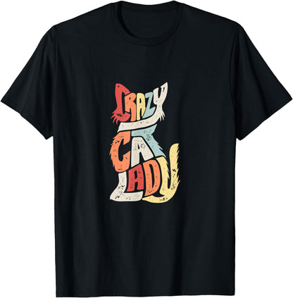 Vintage Crazy Cat Lady Funny Cat Meow for Men Women Love cat T-Shirt