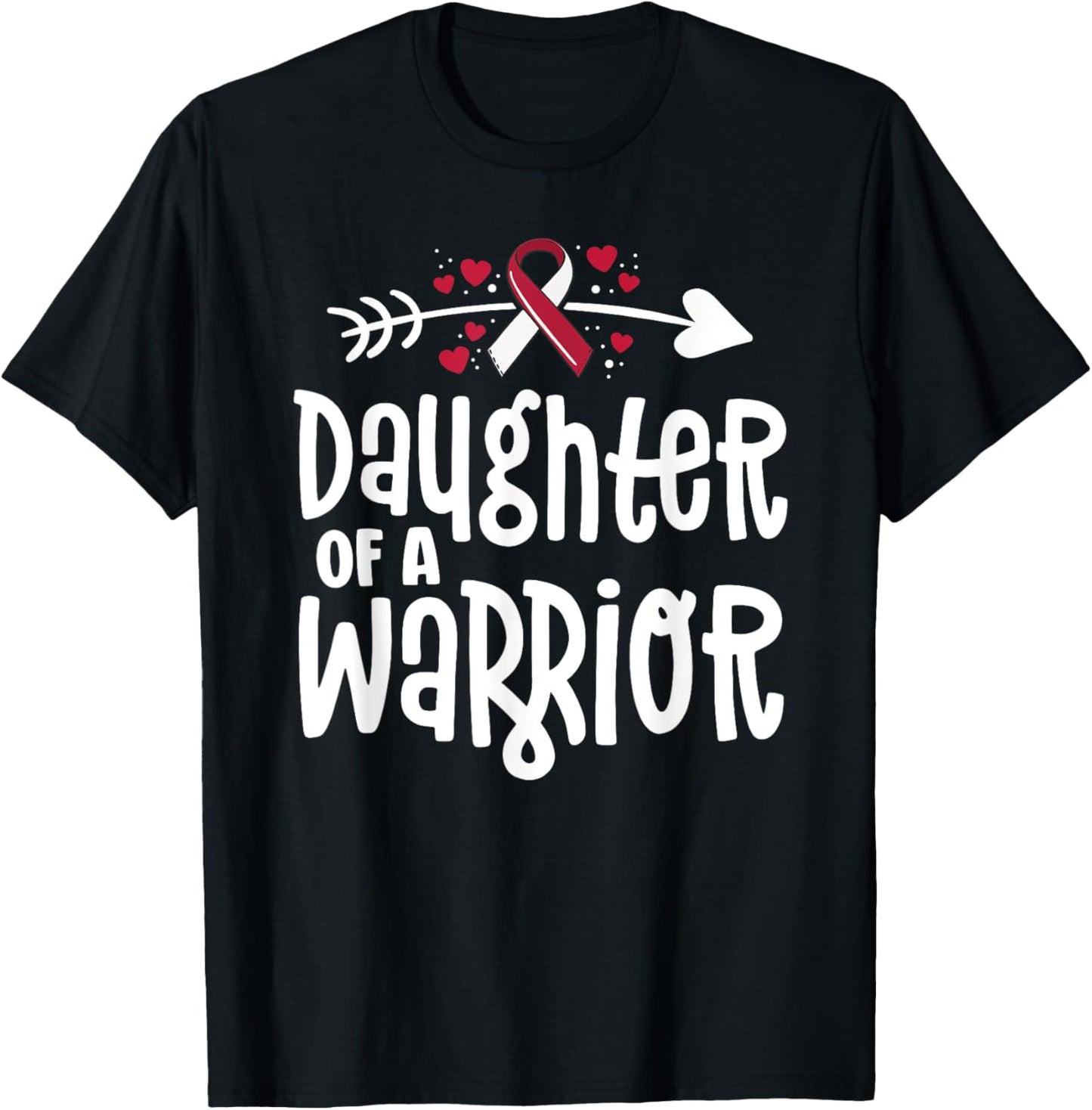 Daughter Of A Warrior Burgundy Ribbon Oral Cancer Awareness T-Shirt