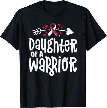 Daughter Of A Warrior Burgundy Ribbon Oral Cancer Awareness T-Shirt