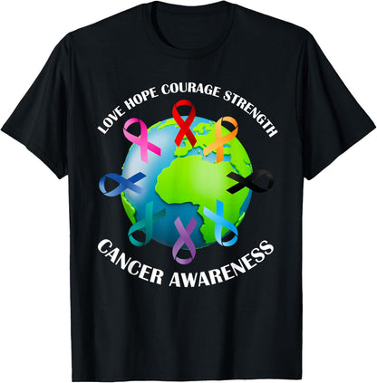 All Cancer Matters Survivors Awareness Fight Ribbons Support T-Shirt