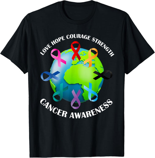All Cancer Matters Survivors Awareness Fight Ribbons Support T-Shirt