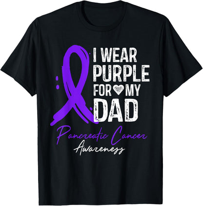 I Wear Purple For My Dad Shirt Pancreatic Cancer Awareness T-Shirt