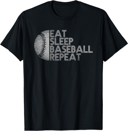 Eat Sleep Baseball Repeat Baseball Player Funny Baseball T-Shirt