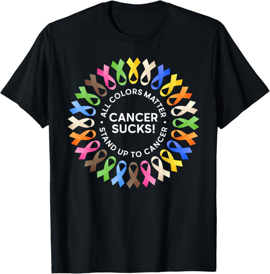 Cancer Sucks In Every Color Shirt Cancer Ribbon Colors T-Shirt