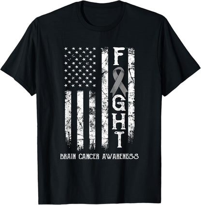 Brain Cancer Warrior US Flag T-Shirt