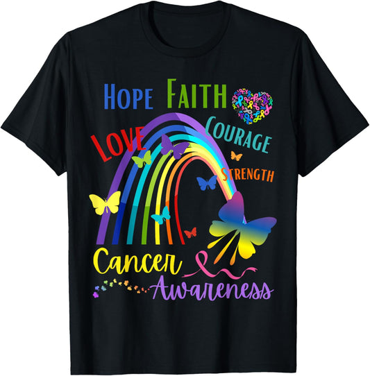 All Cancer Matters Awareness Butterfly Fight Ribbon Support T-Shirt