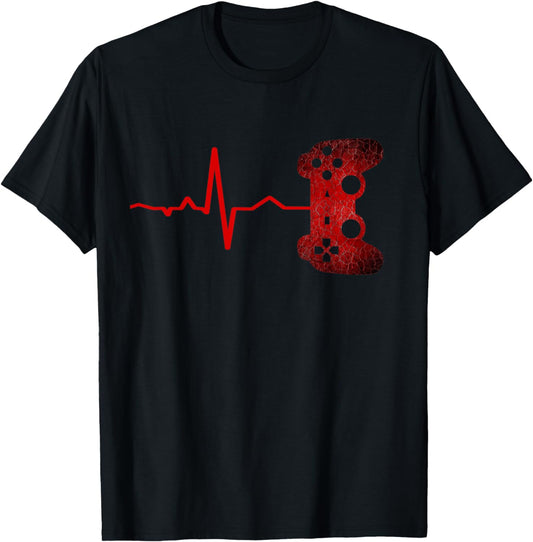 Gamer Heartbeat Video Games Gaming Boys Teens Men T-Shirt