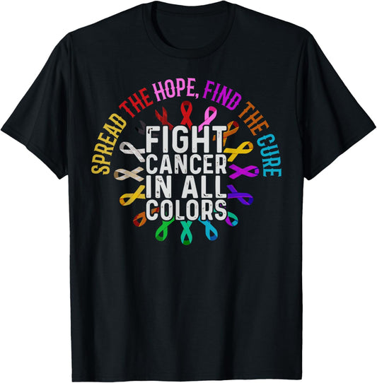 Fight Cancer In All And Every Color - Ribbons Flower Heart T-Shirt