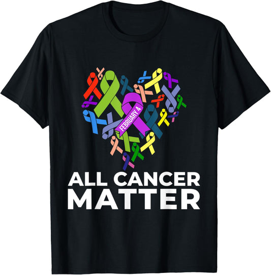 All Cancer Matter Heart Full Of All Color Ribbons Of Cancer T-Shirt