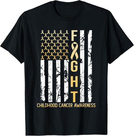 USA Gold Flag Childhood Cancer Awareness Month September T-Shirt